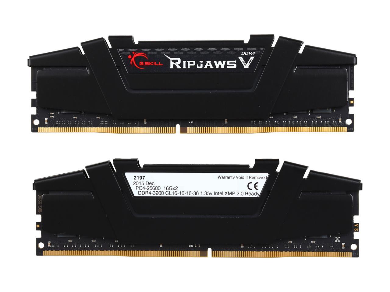 G.SKILL Ripjaws V Series 32GB (2 x 16GB) 288-Pin DDR4 SDRAM DDR4 3200 (PC4 25600) Desktop Memory Model F4-3200C16D-32GVKA