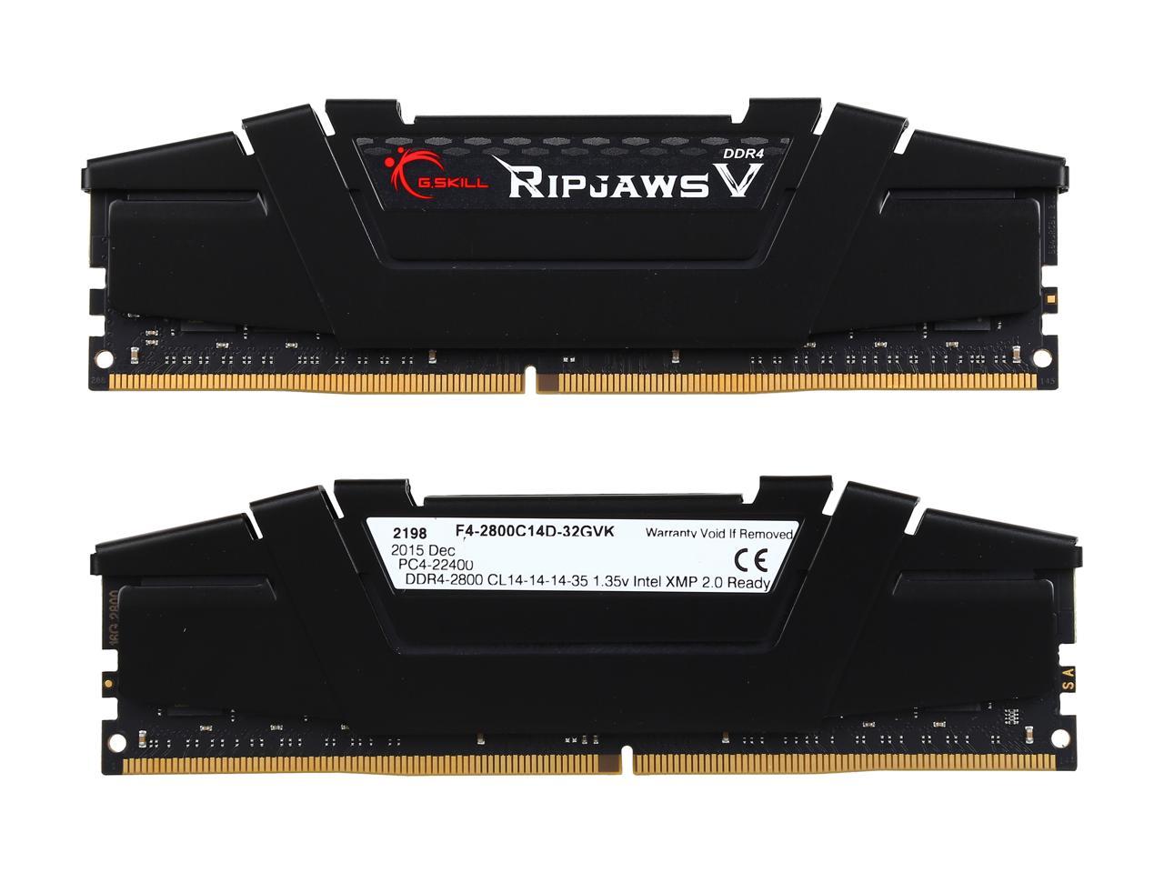 G.SKILL Ripjaws V Series 32GB (2 x 16GB) 288-Pin DDR4 SDRAM DDR4 2800 (PC4 22400) Desktop Memory Model F4-2800C14D-32GVK