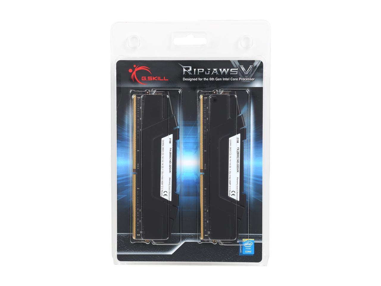 G.SKILL Ripjaws V Series 32GB (2 x 16GB) 288-Pin DDR4 SDRAM DDR4 2800 (PC4 22400) Desktop Memory Model F4-2800C14D-32GVK