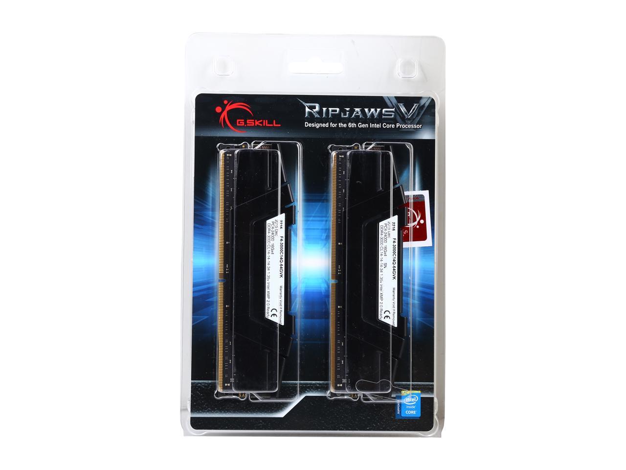 G.SKILL Ripjaws V Series 64GB (4 x 16GB) 288-Pin DDR4 SDRAM DDR4 3000 (PC4 24000) Desktop Memory Model F4-3000C14Q-64GVK