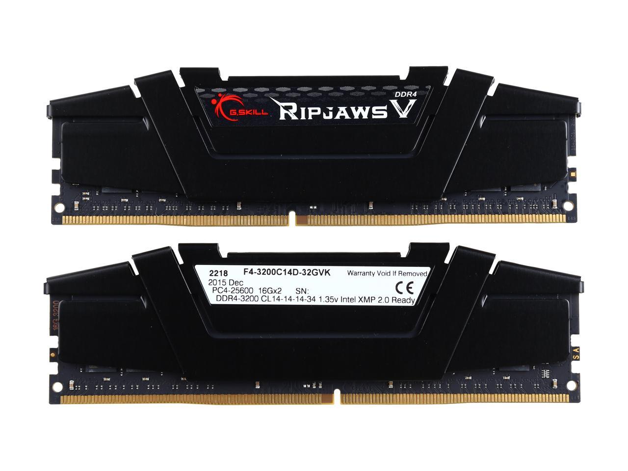 G.SKILL Ripjaws V Series 32GB (2 x 16GB) 288-Pin DDR4 SDRAM DDR4 3200 (PC4 25600) Desktop Memory Model F4-3200C14D-32GVK
