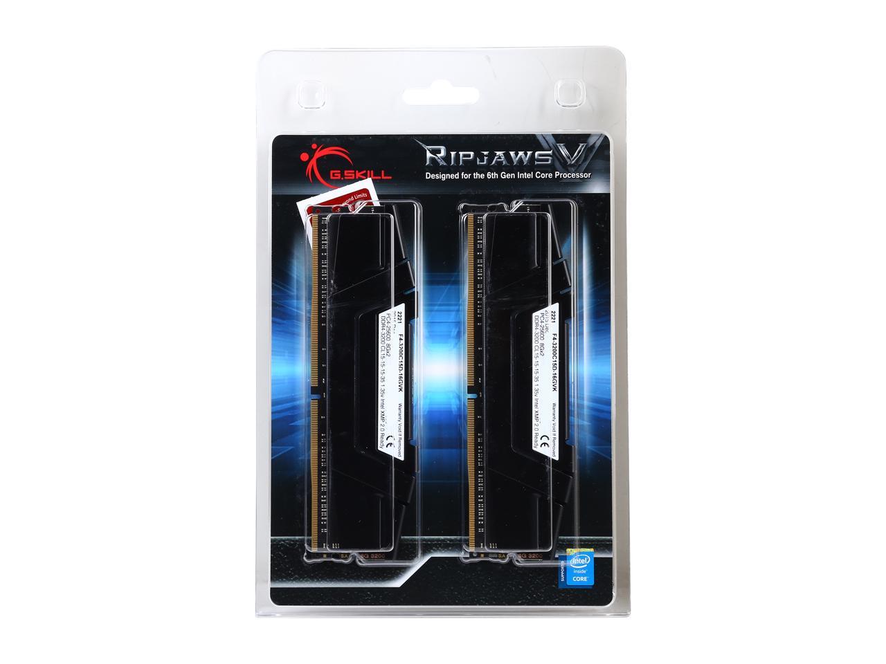 G.SKILL Ripjaws V Series 16GB (2 x 8GB) 288-Pin DDR4 SDRAM DDR4 3200 (PC4 25600) Desktop Memory Model F4-3200C15D-16GVK