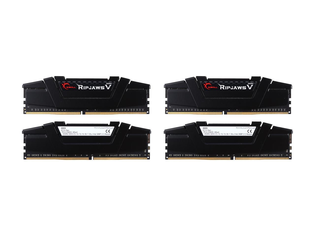 G.SKILL Ripjaws V Series 32GB (4 x 8GB) 288-Pin DDR4 SDRAM DDR4 3200 (PC4 25600) Desktop Memory Model F4-3200C15Q-32GVK