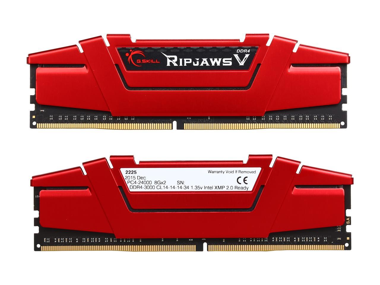 G.SKILL Ripjaws V Series 16GB (2 x 8GB) 288-Pin DDR4 SDRAM DDR4 3000 (PC4 24000) Desktop Memory Model F4-3000C14D-16GVR