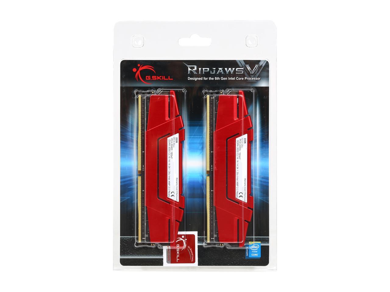 G.SKILL Ripjaws V Series 32GB (2 x 16GB) 288-Pin DDR4 SDRAM DDR4 3000 (PC4 24000) Desktop Memory Model F4-3000C14D-32GVR