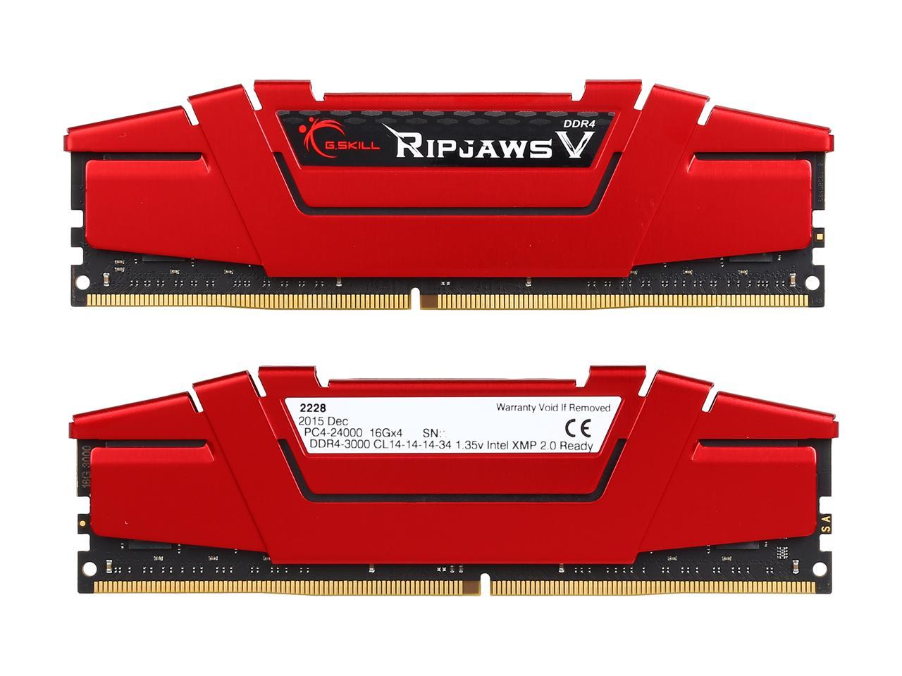 G.SKILL Ripjaws V Series 64GB (4 x 16GB) 288-Pin DDR4 SDRAM DDR4 3000 (PC4 24000) Desktop Memory Model F4-3000C14Q-64GVR