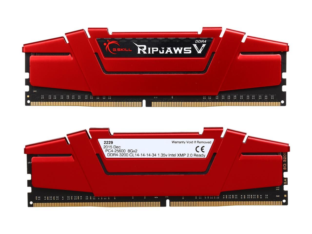 G.SKILL Ripjaws V Series 16GB (2 x 8GB) 288-Pin DDR4 SDRAM DDR4 3200 (PC4 25600) Desktop Memory Model F4-3200C14D-16GVR