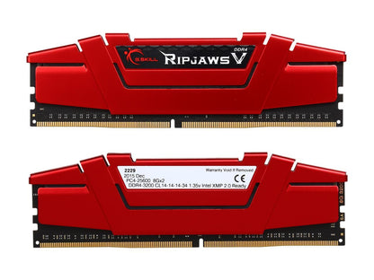 G.SKILL Ripjaws V Series 16GB (2 x 8GB) 288-Pin DDR4 SDRAM DDR4 3200 (PC4 25600) Desktop Memory Model F4-3200C14D-16GVR