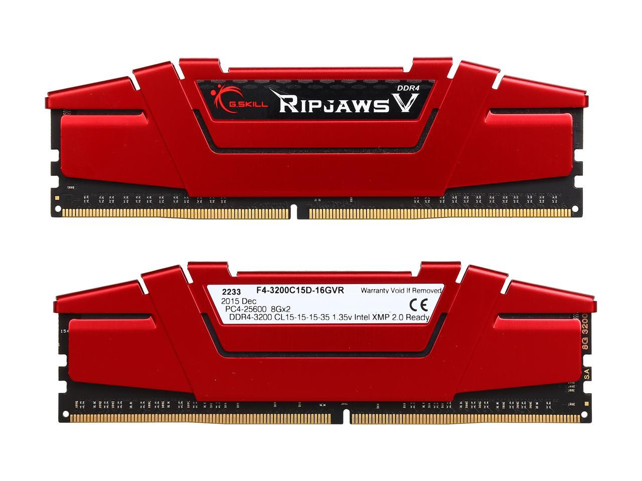 G.SKILL Ripjaws V Series 16GB (2 x 8GB) 288-Pin DDR4 SDRAM DDR4 3200 (PC4 25600) Desktop Memory Model F4-3200C15D-16GVR