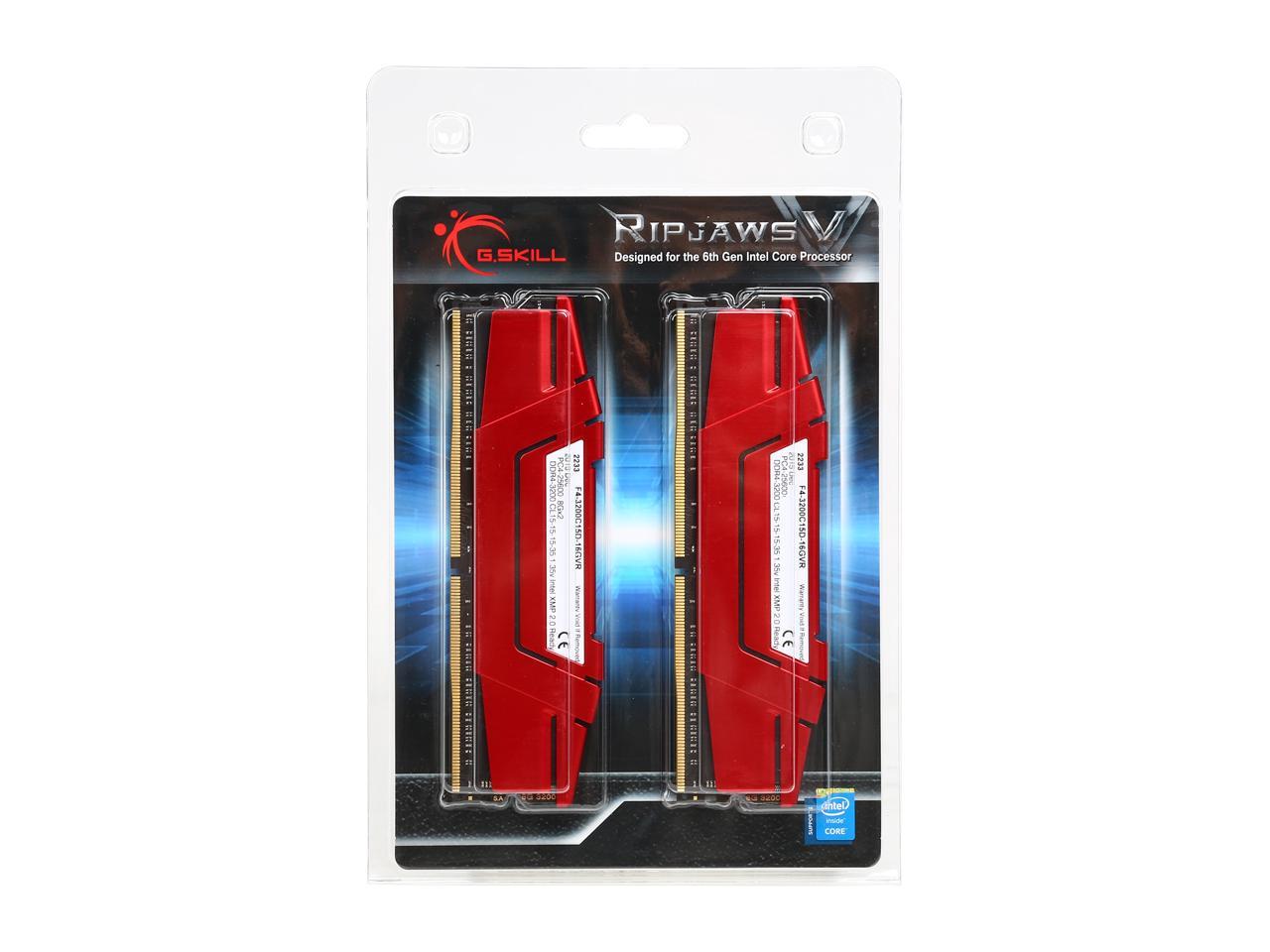 G.SKILL Ripjaws V Series 16GB (2 x 8GB) 288-Pin DDR4 SDRAM DDR4 3200 (PC4 25600) Desktop Memory Model F4-3200C15D-16GVR