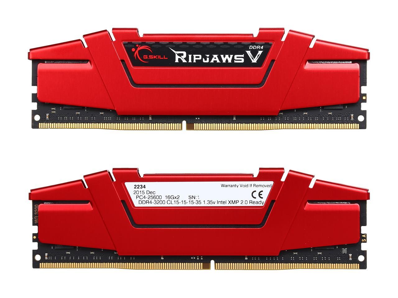 G.SKILL Ripjaws V Series 32GB (2 x 16GB) 288-Pin DDR4 SDRAM DDR4 3200 (PC4 25600) Desktop Memory Model F4-3200C15D-32GVR