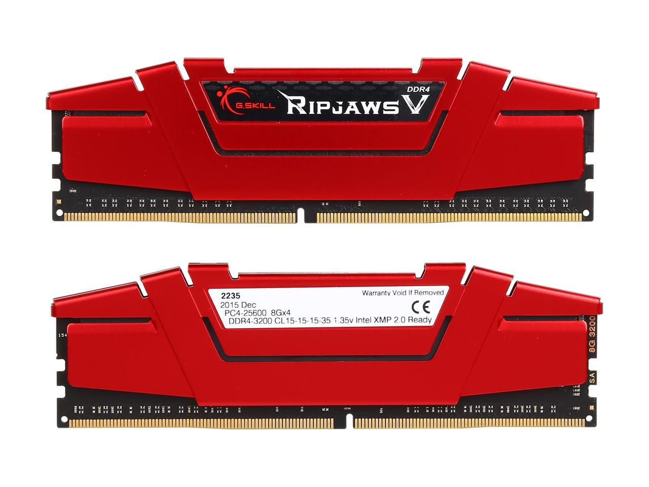 G.SKILL Ripjaws V Series 32GB (4 x 8GB) 288-Pin DDR4 SDRAM DDR4 3200 (PC4 25600) Desktop Memory Model F4-3200C15Q-32GVR