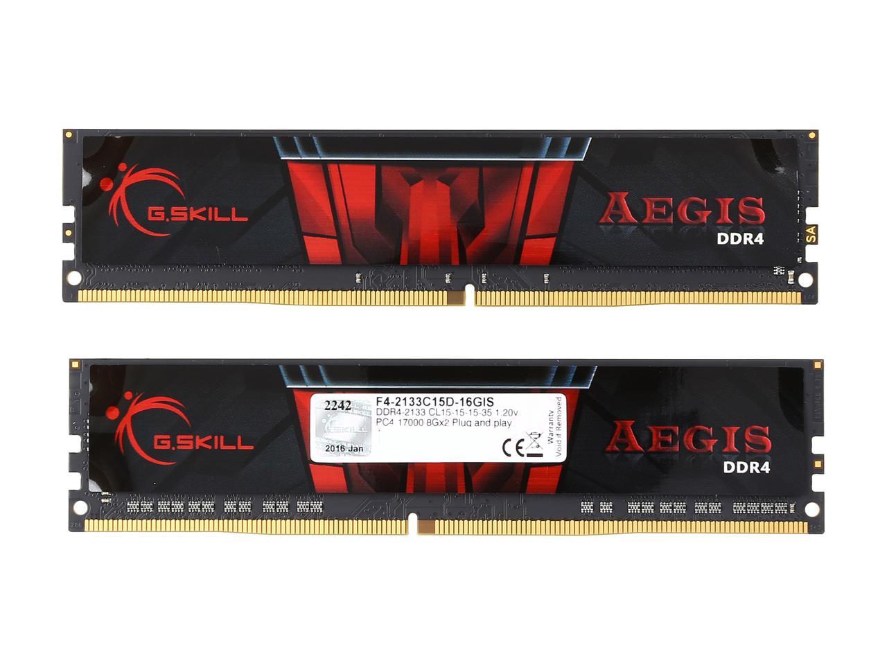G.SKILL Aegis 16GB (2 x 8GB) 288-Pin DDR4 SDRAM DDR4 2133 (PC4 17000) Desktop Memory Model F4-2133C15D-16GIS