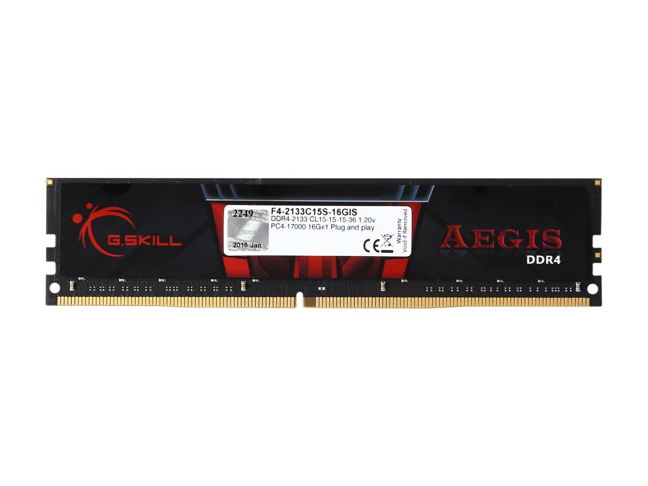 G.SKILL Aegis 16GB 288-Pin DDR4 SDRAM DDR4 2133 (PC4 17000) Desktop Memory Model F4-2133C15S-16GIS