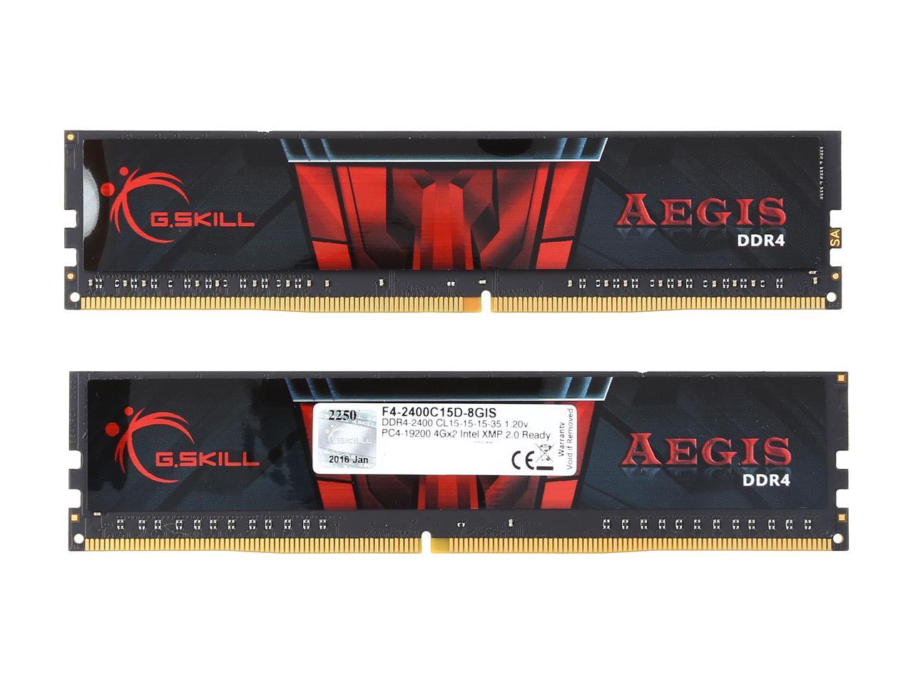 G.SKILL Aegis 8GB (2 x 4GB) 288-Pin DDR4 SDRAM DDR4 2400 (PC4 19200) Desktop Memory Model F4-2400C15D-8GIS
