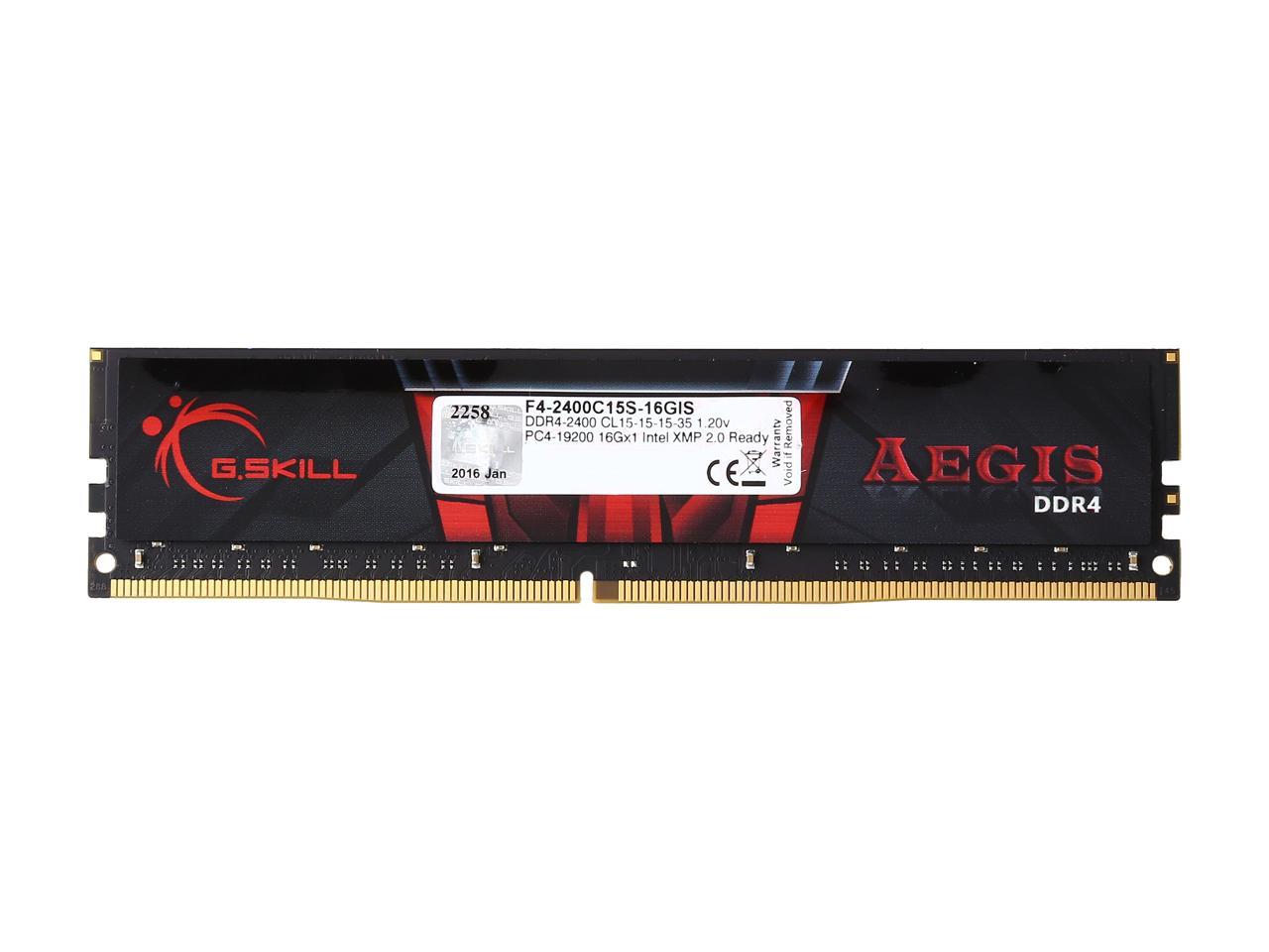 G.SKILL Aegis 16GB 288-Pin DDR4 SDRAM DDR4 2400 (PC4 19200) Intel Z170 Platform / Intel X99 Platform Desktop Memory Model F4-2400C15S-16GIS