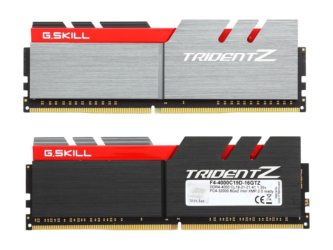 G.SKILL TridentZ Series 16GB (2 x 8GB) 288-Pin DDR4 SDRAM DDR4 4000 (PC4 32000) Intel Z170 / Z270 / Z370 Desktop Memory Model F4-4000C19D-16GTZ