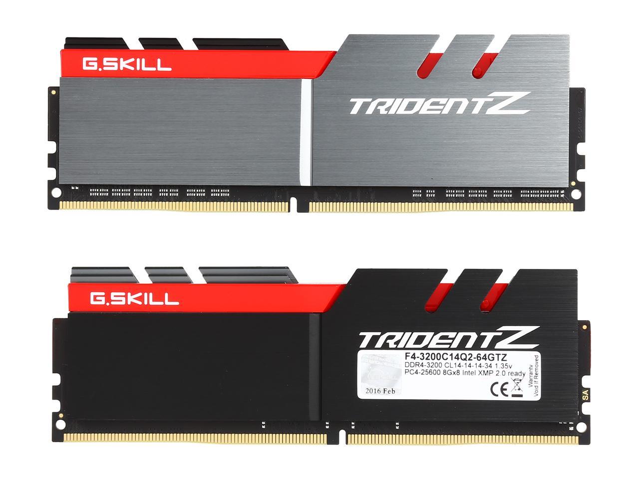 G.SKILL TridentZ Series 64GB (8 x 8GB) 288-Pin DDR4 SDRAM DDR4 3200 (PC4 25600) Intel X99 Platform Desktop Memory Model F4-3200C14Q2-64GTZ
