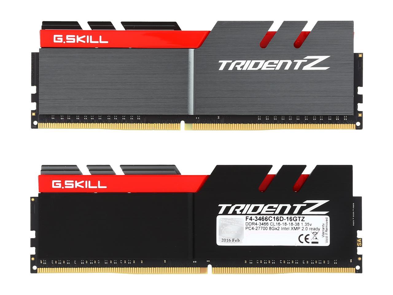 G.SKILL TridentZ Series 16GB (2 x 8GB) 288-Pin DDR4 SDRAM DDR4 3466 (PC4 27700) Intel Z370 Platform Desktop Memory Model F4-3466C16D-16GTZ