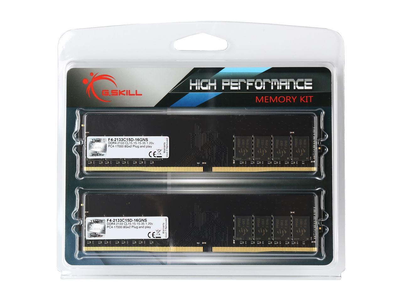G.SKILL NS Series 16GB (2 x 8GB) 288-Pin DDR4 SDRAM DDR4 2133 (PC4 17000) Intel Z170 Platform / Intel X99 Platform Memory Kit Model F4-2133C15D-16GNS