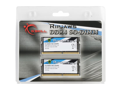 G.SKILL Ripjaws Series 32GB (2 x 16GB) 260-Pin DDR4 SO-DIMM DDR4 3000 (PC4 24000) Laptop Memory Model F4-3000C16D-32GRS