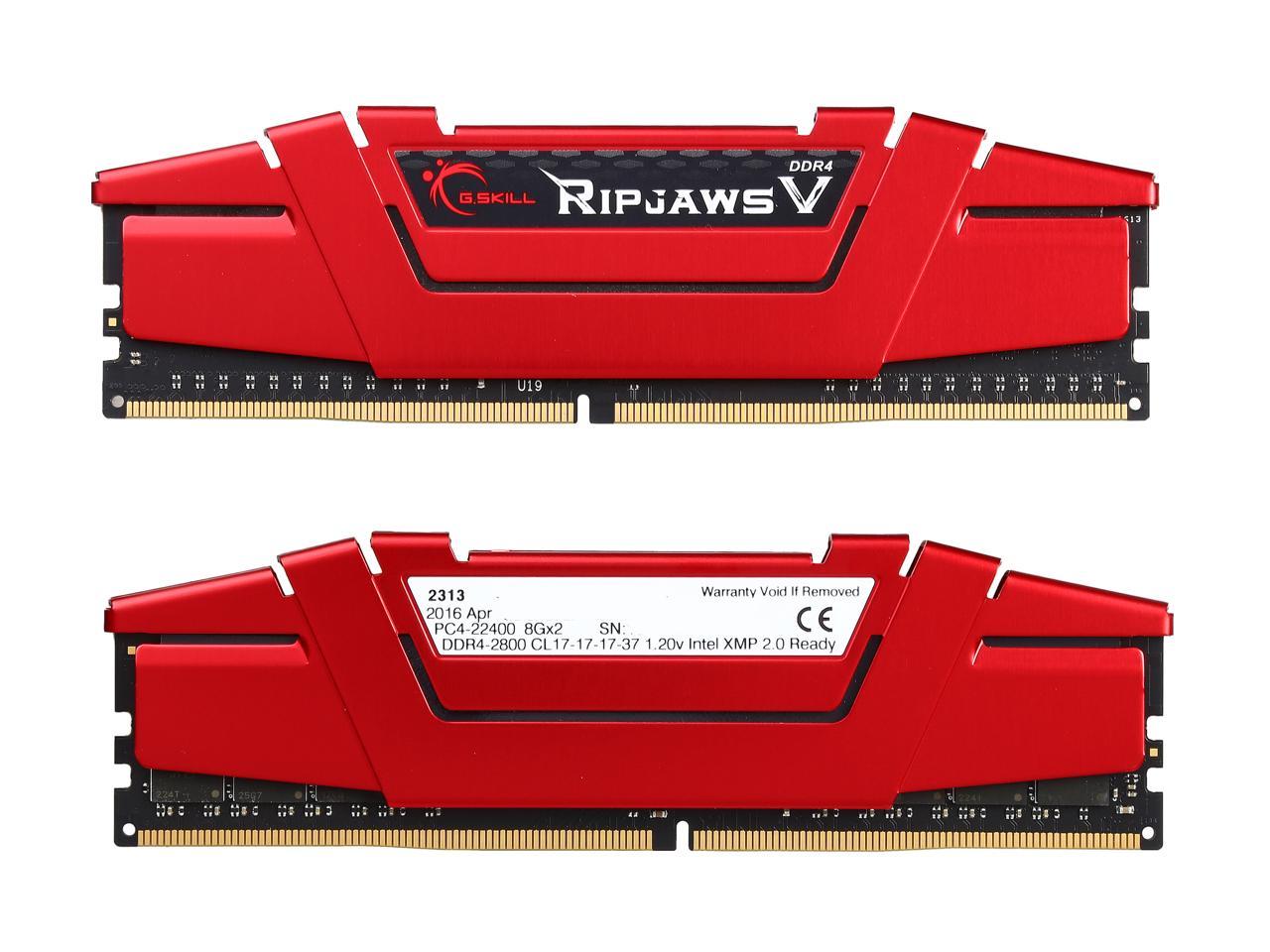 G.SKILL Ripjaws V Series 16GB (2 x 8GB) 288-Pin DDR4 SDRAM DDR4 2800 (PC4 22400) Desktop Memory Model F4-2800C17D-16GVR