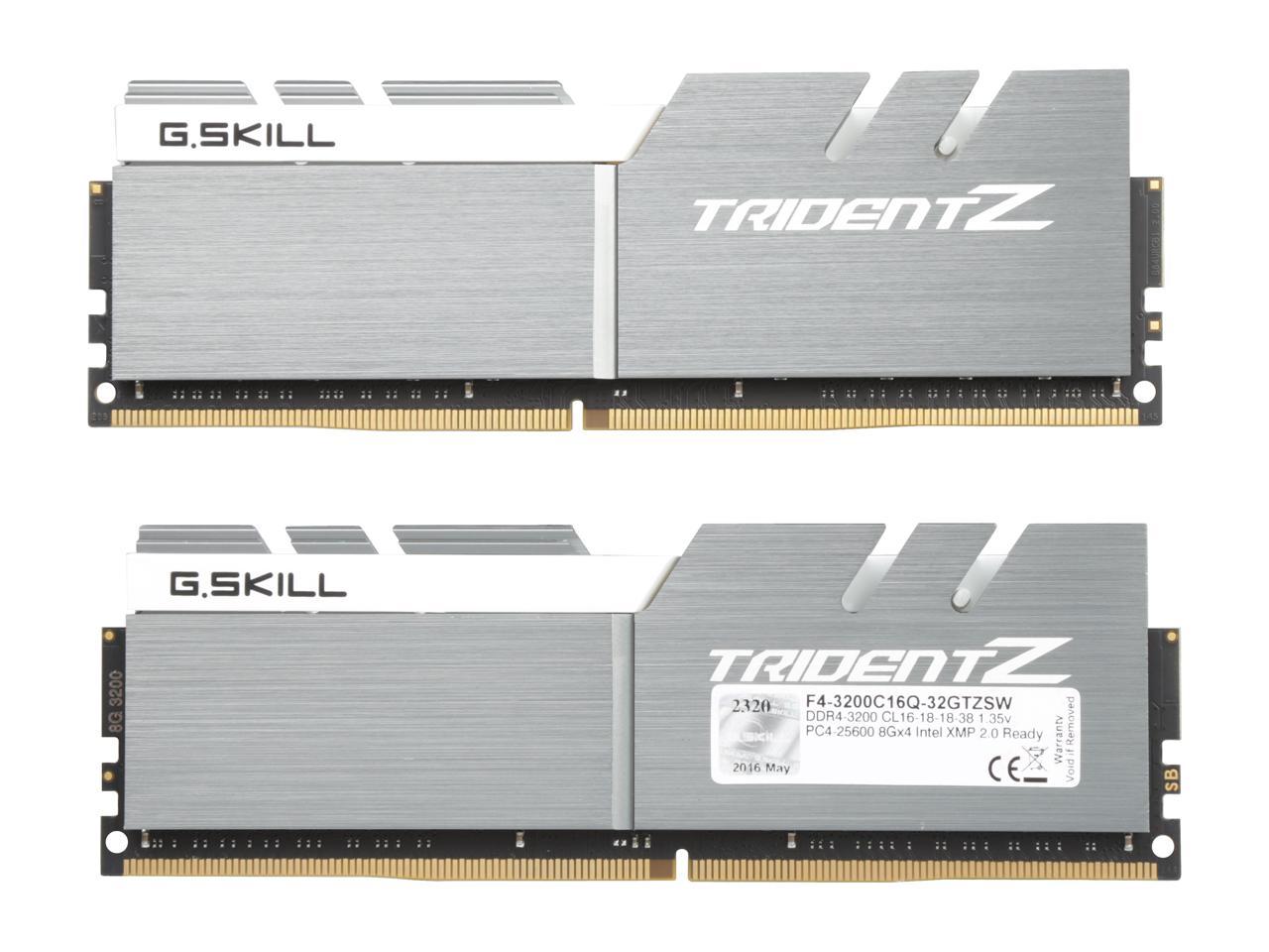 G.SKILL TridentZ Series 32GB (4 x 8GB) 288-Pin DDR4 SDRAM DDR4 3200 (PC4 25600) Intel Z370 Platform / Intel X99 Platform Desktop Memory Model F4-3200C16Q-32GTZSW
