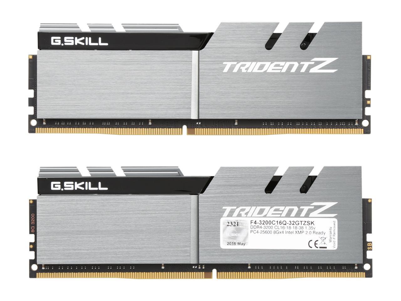 G.SKILL TridentZ Series 32GB (4 x 8GB) 288-Pin DDR4 SDRAM DDR4 3200 (PC4 25600) Intel Z370 Platform / Intel X99 Platform Desktop Memory Model F4-3200C16Q-32GTZSK
