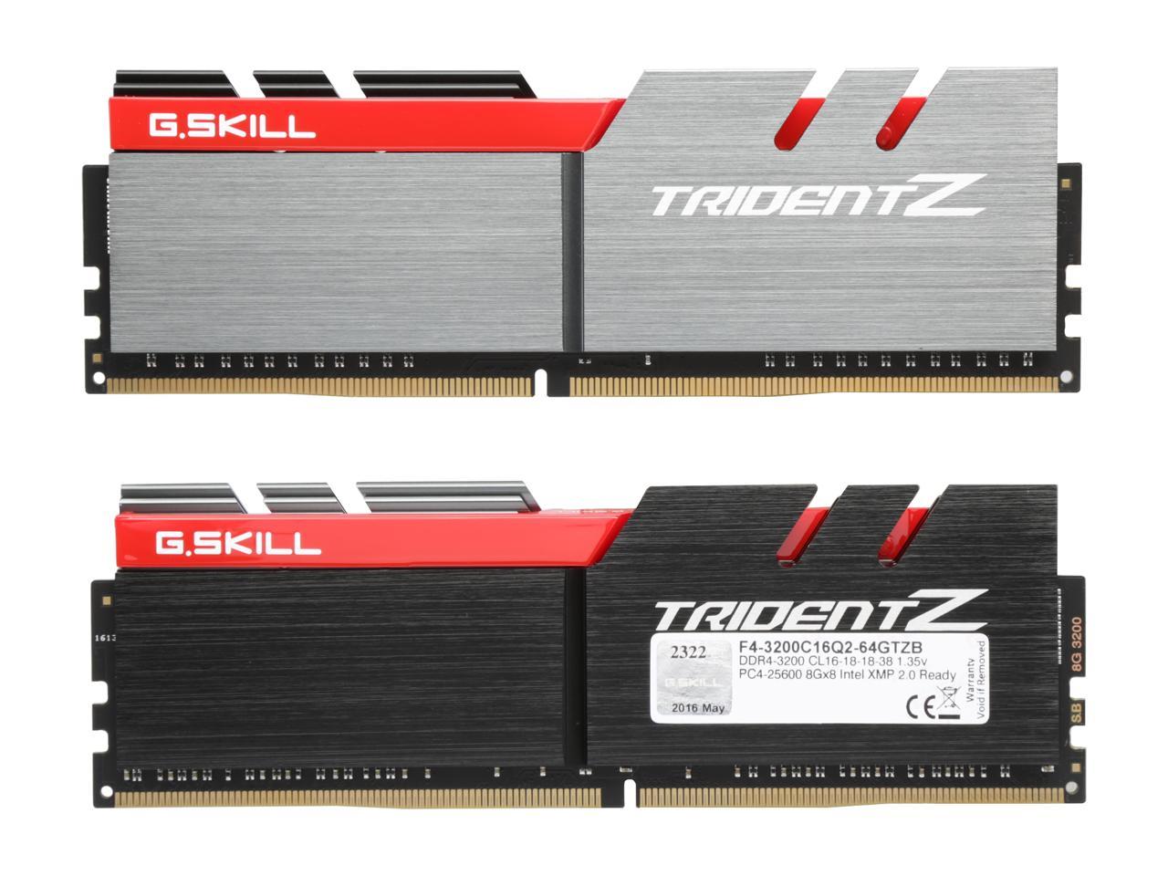 G.SKILL TridentZ Series 64GB (8 x 8GB) 288-Pin DDR4 SDRAM DDR4 3200 (PC4 25600) Intel X99 Platform Memory (Desktop Memory) Model F4-3200C16Q2-64GTZB