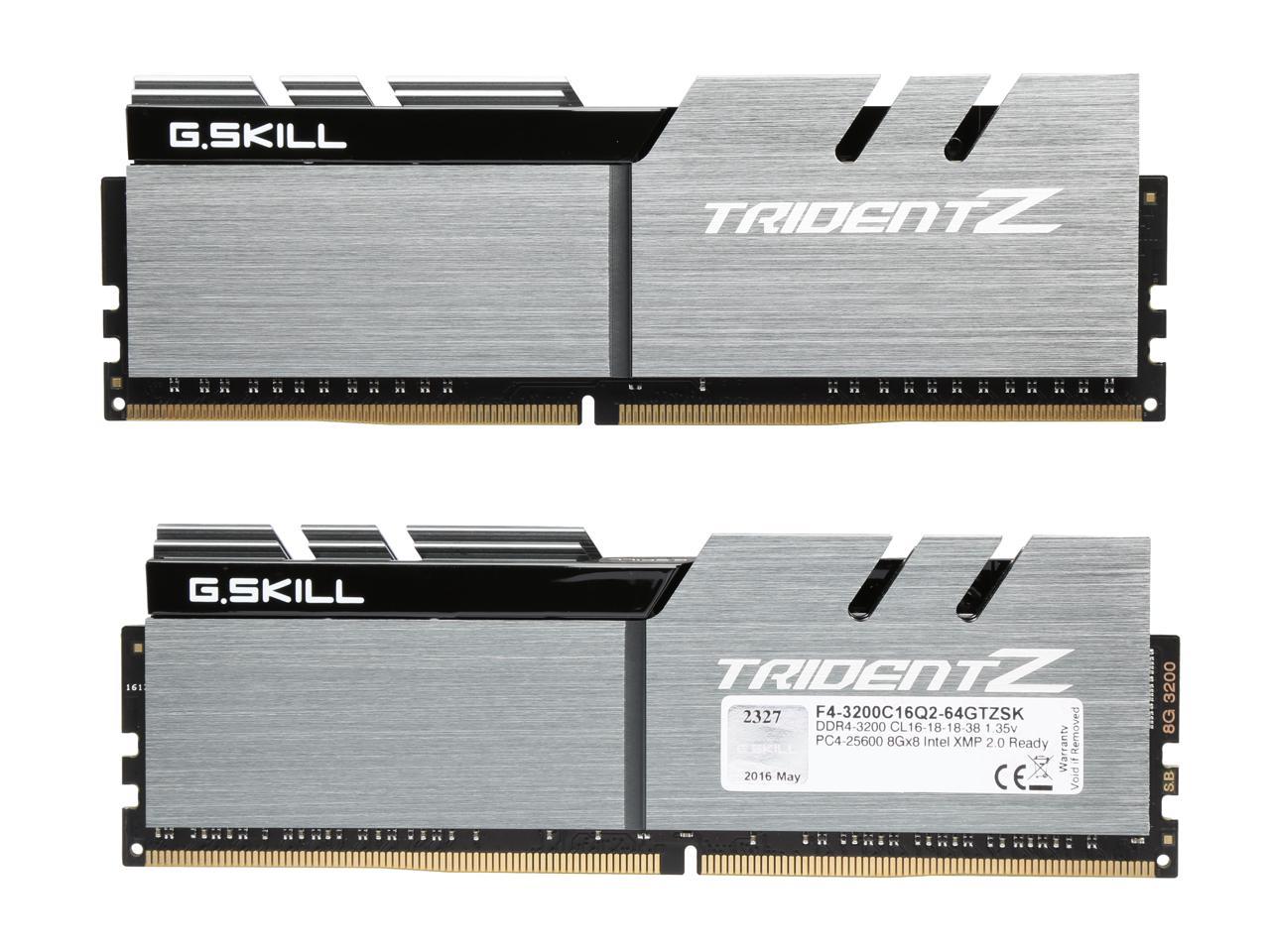 G.SKILL TridentZ Series 64GB (8 x 8GB) 288-Pin DDR4 SDRAM DDR4 3200 (PC4 25600) Intel X99 Platform Desktop Memory Model F4-3200C16Q2-64GTZSK