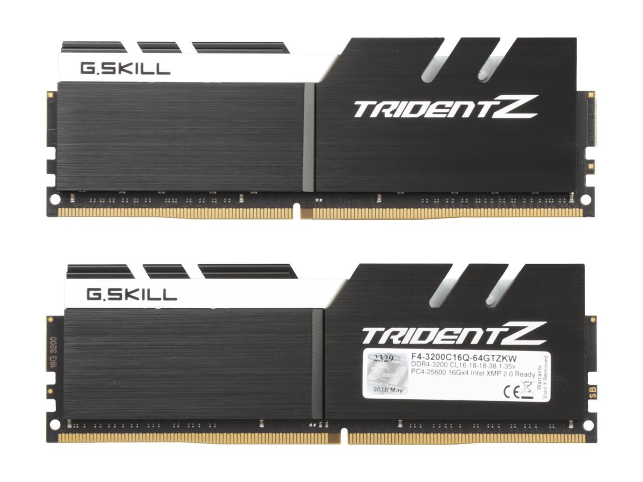 G.SKILL TridentZ Series 64GB (4 x 16GB) 288-Pin DDR4 SDRAM DDR4 3200 (PC4 25600) Intel Z370 Platform / Intel X99 Platform Desktop Memory Model F4-3200C16Q-64GTZKW