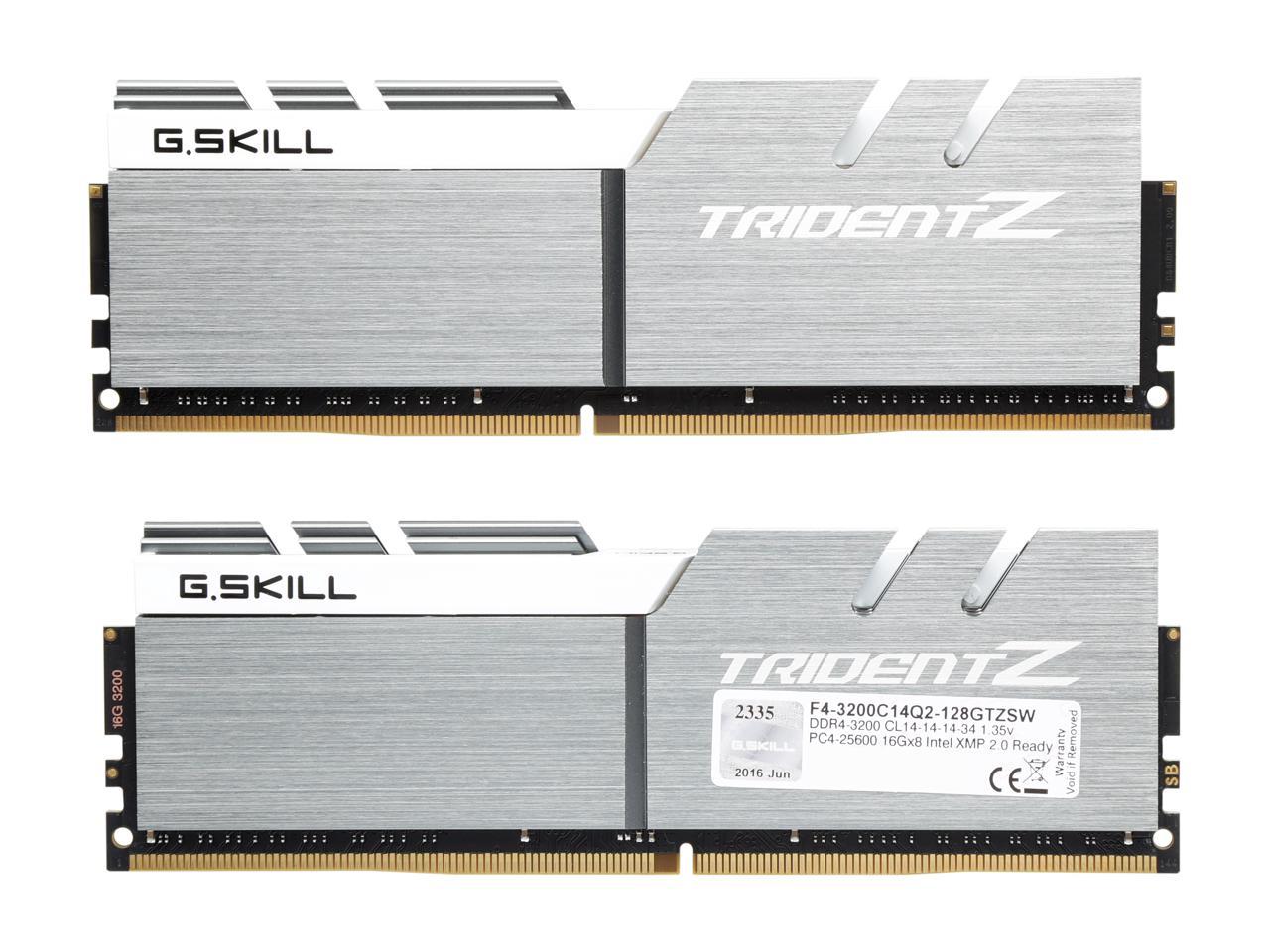 G.SKILL TridentZ Series 128GB (8 x 16GB) 288-Pin DDR4 SDRAM DDR4 3200 (PC4 25600) Intel X99 Platform Desktop Memory Model F4-3200C14Q2128GTZSW