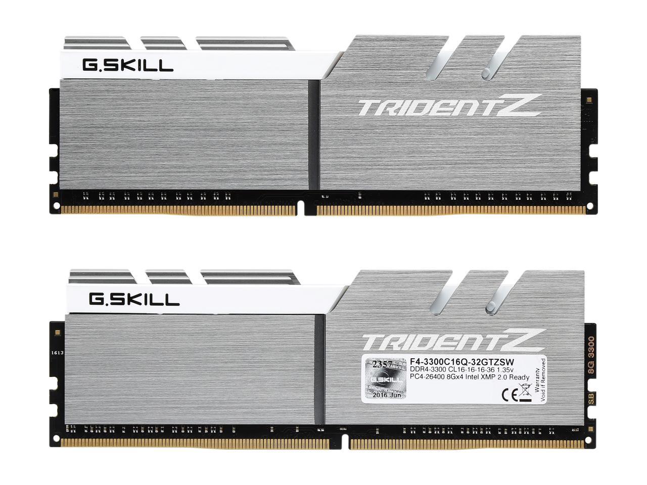 G.SKILL TridentZ Series 32GB (4 x 8GB) 288-Pin DDR4 SDRAM DDR4 3300 (PC4 26400) Intel X99 Platform Desktop Memory Model F4-3300C16Q-32GTZSW