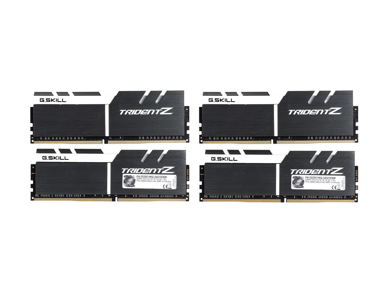 G.SKILL TridentZ Series 32GB (4 x 8GB) 288-Pin DDR4 SDRAM DDR4 3333 (PC4 26600) Intel X99 Platform Desktop Memory Model F4-3333C16Q-32GTZSW