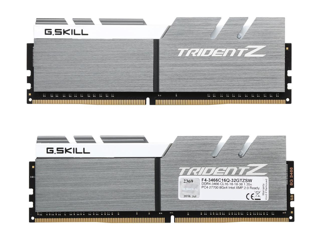 G.SKILL TridentZ Series 32GB (4 x 8GB) 288-Pin DDR4 SDRAM DDR4 3466 (PC4 27700) Intel Z370 Platform / Intel X99 Platform Desktop Memory Model F4-3466C16Q-32GTZSW