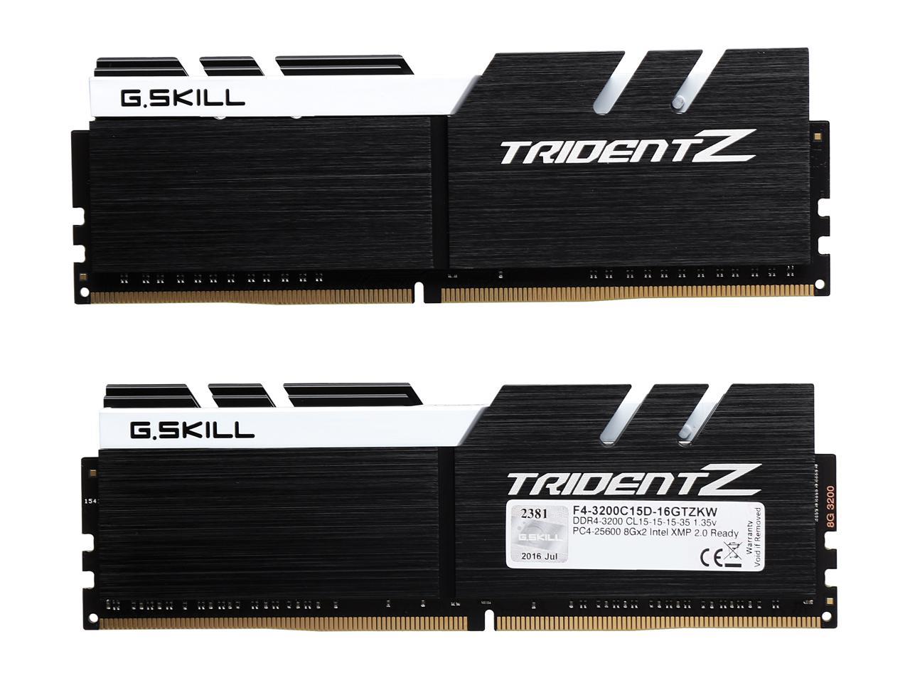 G.SKILL TridentZ Series 16GB (2 x 8GB) 288-Pin DDR4 SDRAM DDR4 3200 (PC4 25600) Intel Z370 Platform Desktop Memory Model F4-3200C15D-16GTZKW