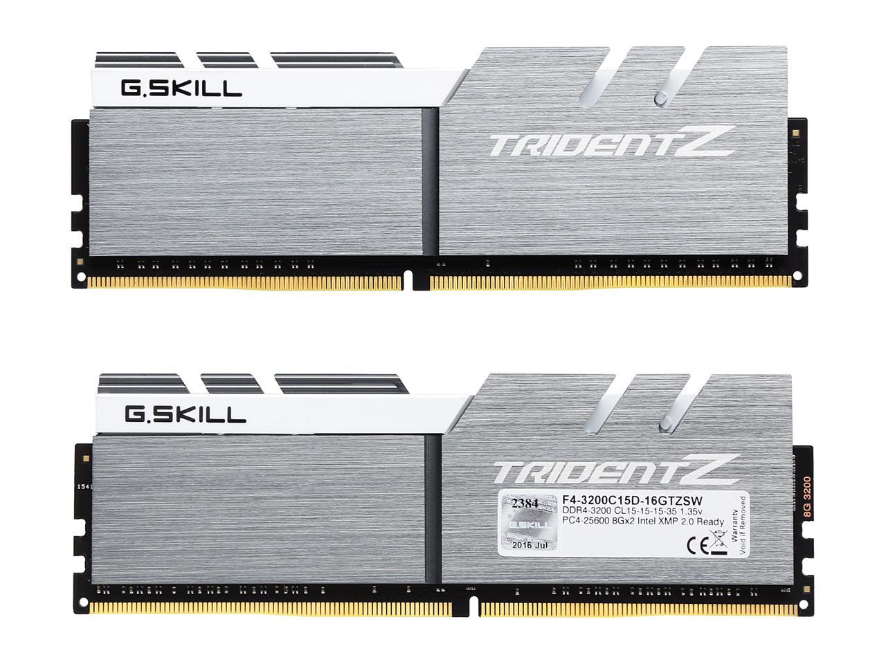G.SKILL TridentZ Series 16GB (2 x 8GB) 288-Pin DDR4 SDRAM DDR4 3200 (PC4 25600) Intel Z370 Platform Desktop Memory Model F4-3200C15D-16GTZSW