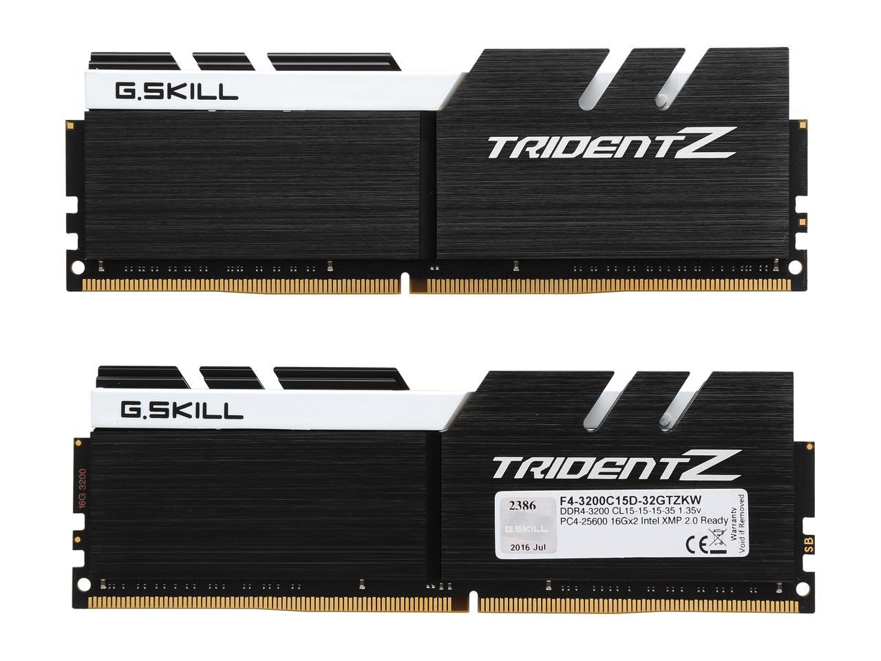 G.SKILL TridentZ Series 32GB (2 x 16GB) 288-Pin DDR4 SDRAM DDR4 3200 (PC4 25600) Intel Z370 Platform Desktop Memory Model F4-3200C15D-32GTZKW