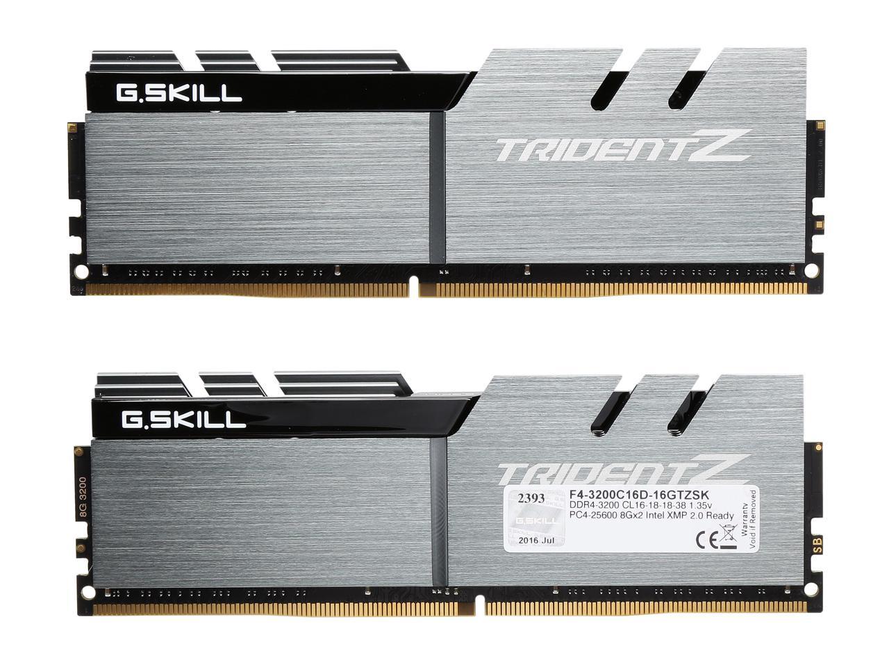 G.SKILL TridentZ Series 16GB (2 x 8GB) 288-Pin DDR4 SDRAM DDR4 3200 (PC4 25600) Intel Z370 Platform Desktop Memory Model F4-3200C16D-16GTZSK