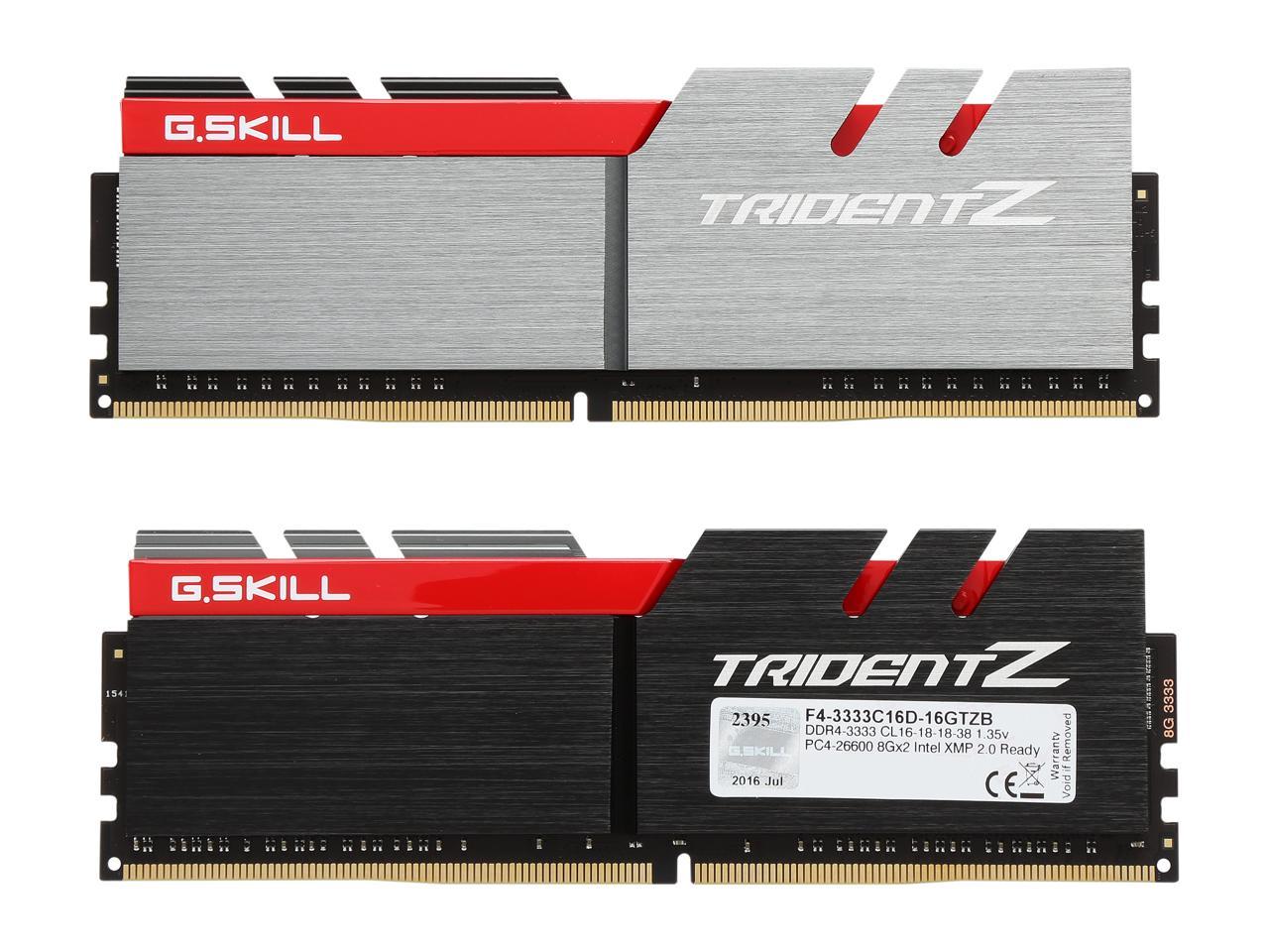 G.SKILL TridentZ Series 16GB (2 x 8GB) 288-Pin DDR4 SDRAM DDR4 3333 (PC4 26600) Intel Z370 Platform Memory (Desktop Memory) Model F4-3333C16D-16GTZB