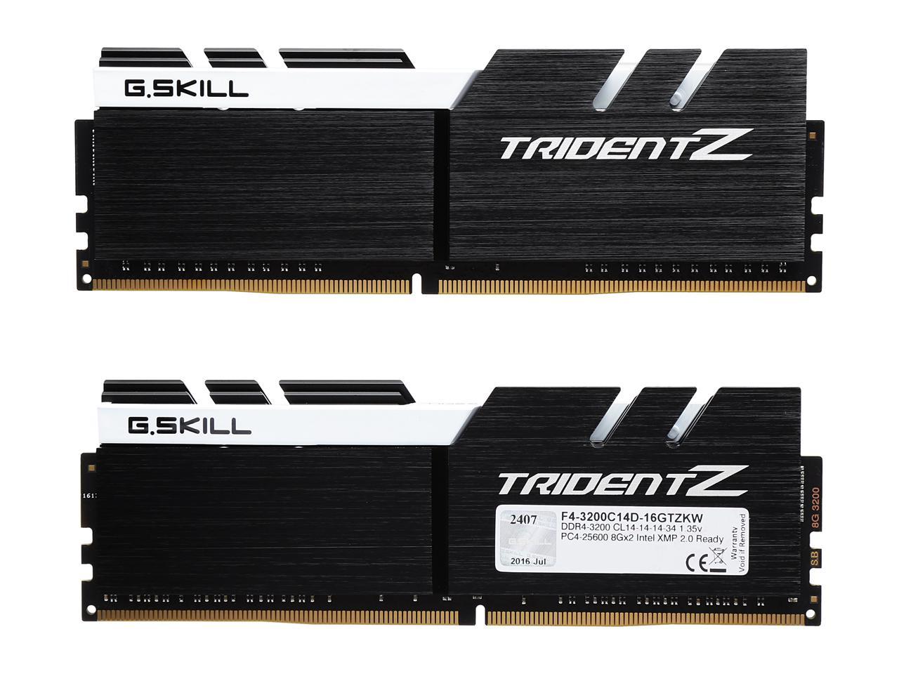 G.SKILL TridentZ Series 16GB (2 x 8GB) 288-Pin DDR4 SDRAM DDR4 3200 (PC4 25600) Intel Z370 Platform Desktop Memory Model F4-3200C14D-16GTZKW
