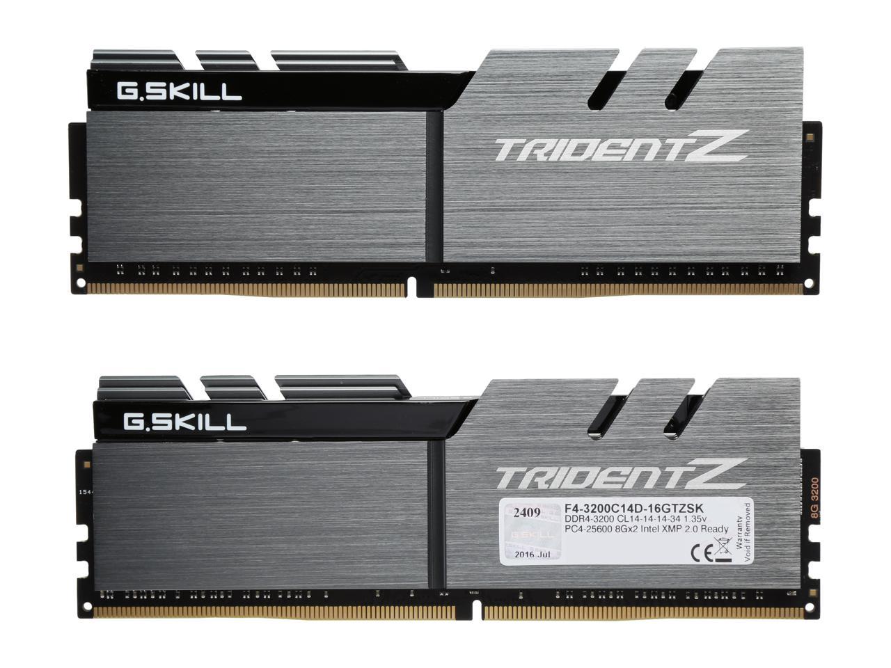 G.SKILL TridentZ Series 16GB (2 x 8GB) 288-Pin DDR4 SDRAM DDR4 3200 (PC4 25600) Desktop Memory Model F4-3200C14D-16GTZSK