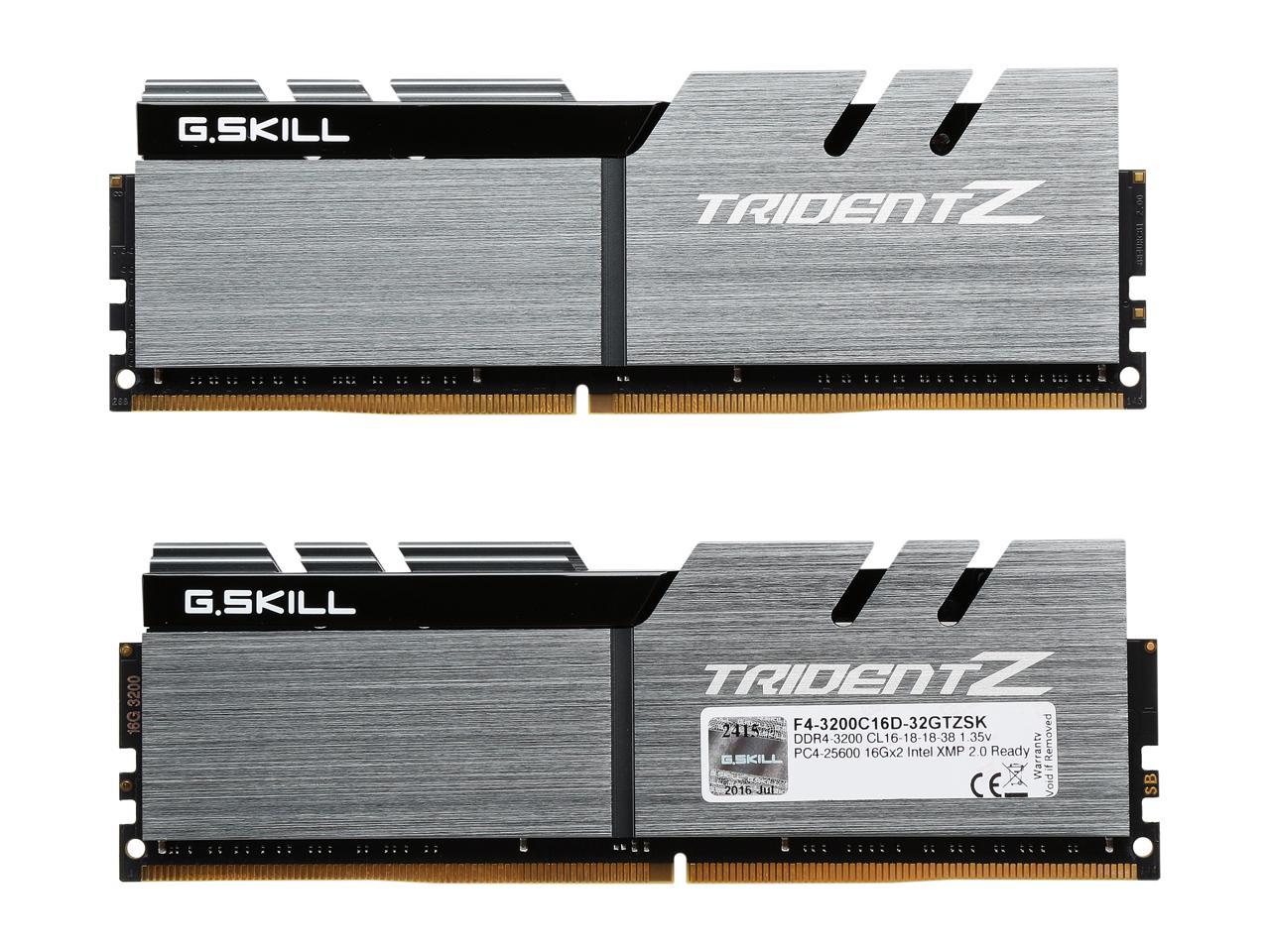 G.SKILL TridentZ Series 32GB (2 x 16GB) 288-Pin DDR4 SDRAM DDR4 3200 (PC4 25600) Intel Z370 Platform Desktop Memory Model F4-3200C16D-32GTZSK