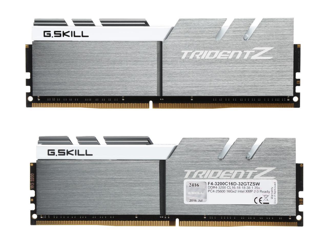 G.SKILL TridentZ Series 32GB (2 x 16GB) 288-Pin DDR4 SDRAM DDR4 3200 (PC4 25600) Desktop Memory Model F4-3200C16D-32GTZSW