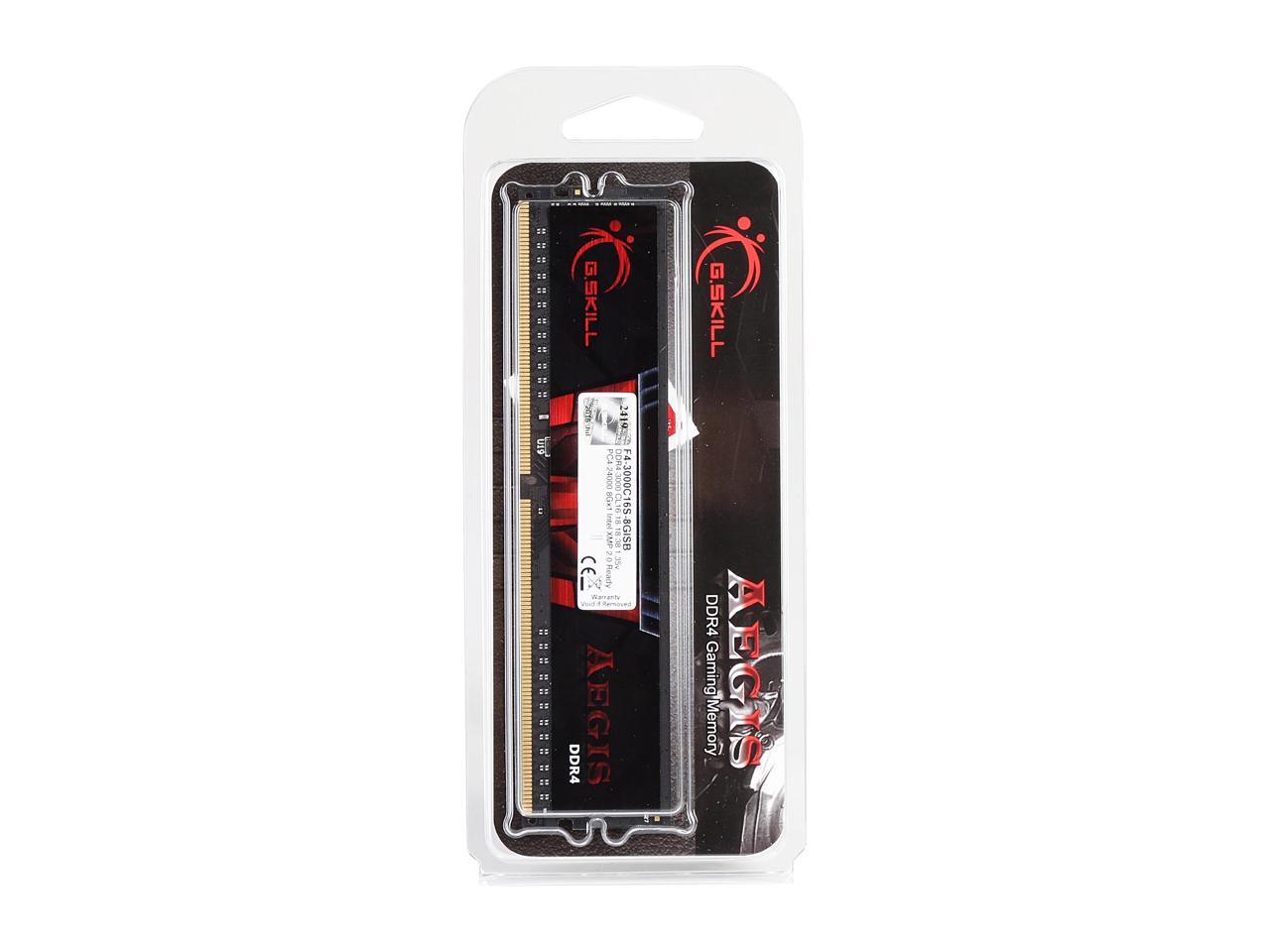 G.SKILL Aegis 8GB 288-Pin DDR4 SDRAM DDR4 3000 (PC4 24000) Memory (Desktop Memory) Model F4-3000C16S-8GISB