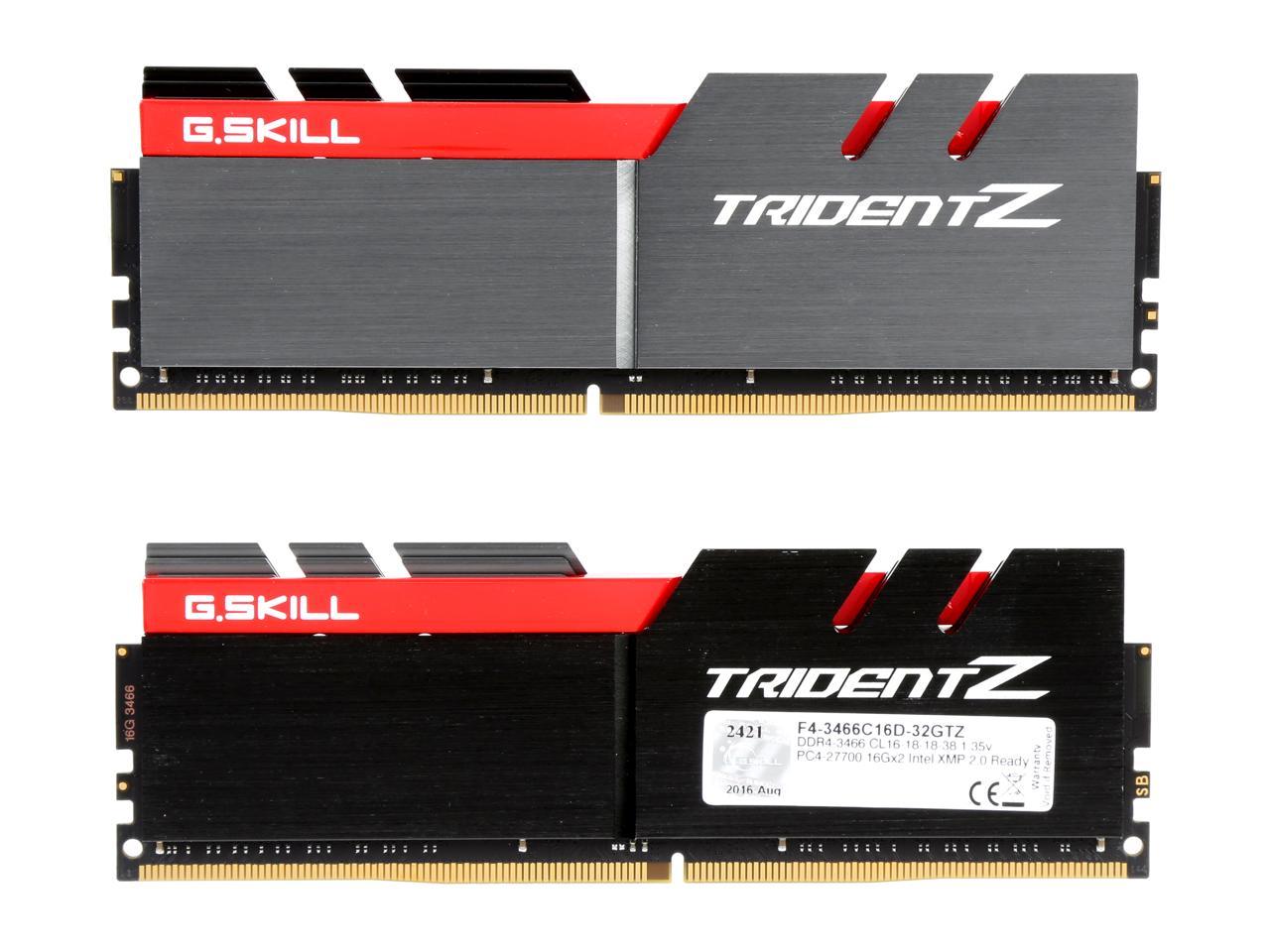 G.SKILL TridentZ Series 32GB (2 x 16GB) 288-Pin DDR4 SDRAM DDR4 3466 (PC4 27700) Intel Z370 Platform Desktop Memory Model F4-3466C16D-32GTZ