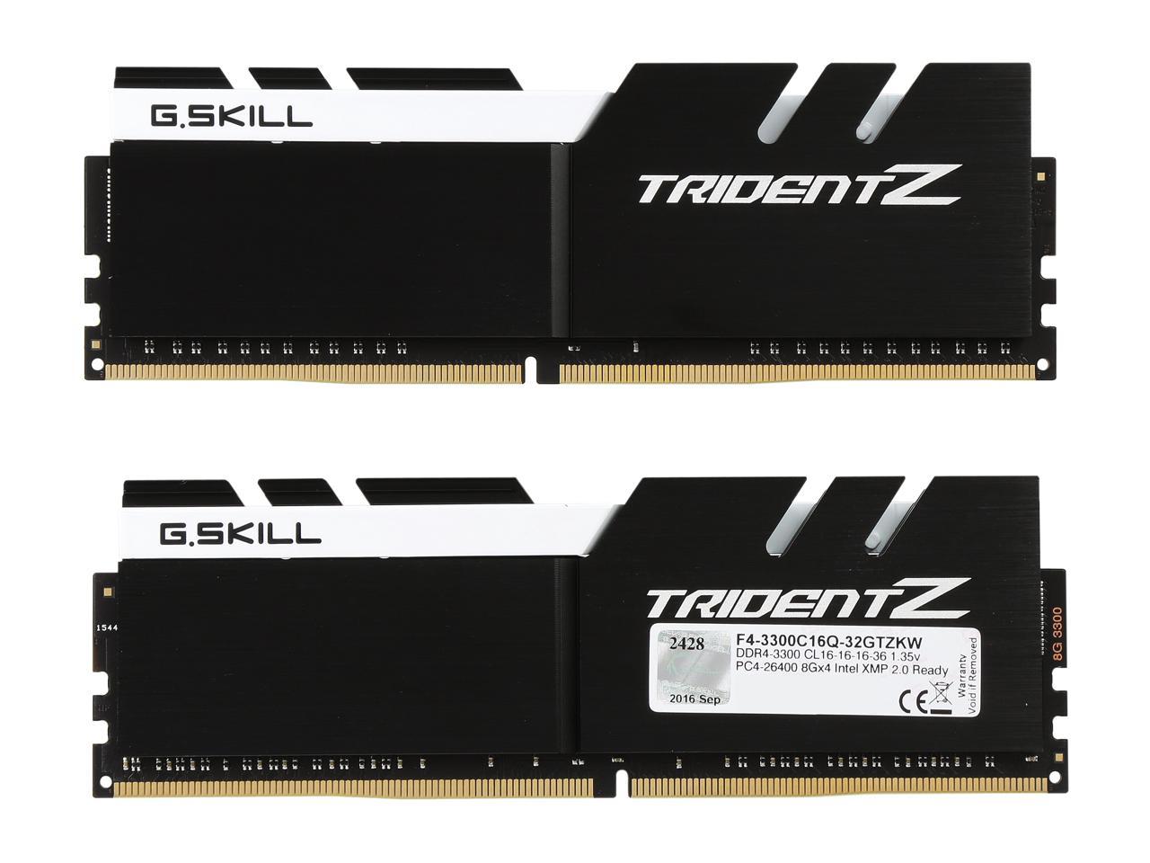 G.SKILL TridentZ Series 32GB (4 x 8GB) 288-Pin DDR4 SDRAM DDR4 3300 (PC4 26400) Desktop Memory Model F4-3300C16Q-32GTZKW