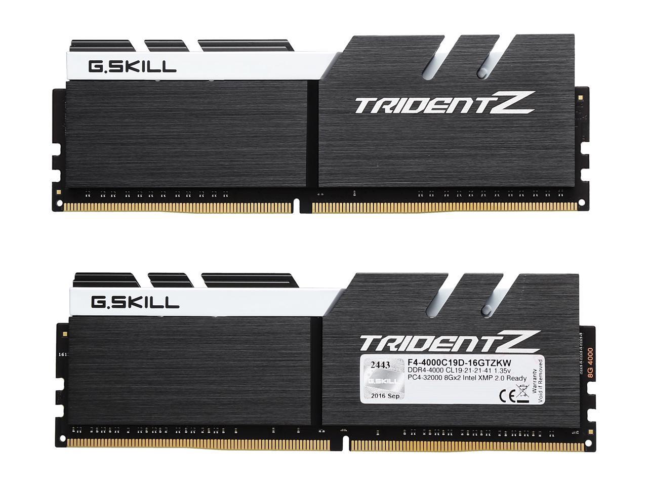 G.SKILL TridentZ Series 16GB (2 x 8GB) 288-Pin DDR4 SDRAM DDR4 4000 (PC4 32000) Intel Z170 / Z270 / Z370 Desktop Memory Model F4-4000C19D-16GTZKW