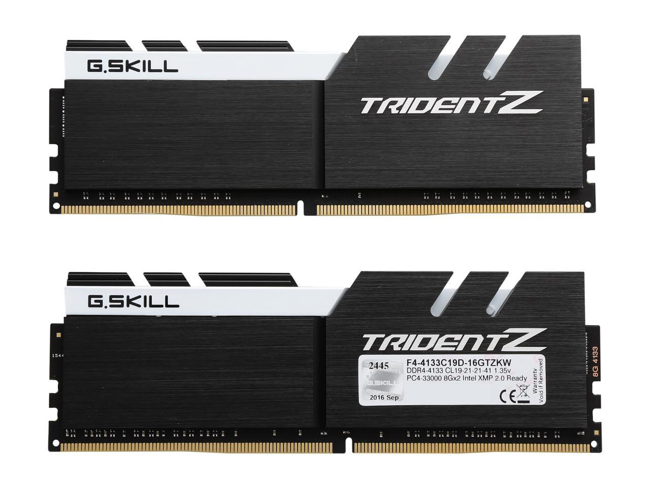 G.SKILL TridentZ Series 16GB (2 x 8GB) 288-Pin DDR4 SDRAM DDR4 4133 (PC4 33000) Intel Z170 / Z370 / X299 Desktop Memory Model F4-4133C19D-16GTZKW