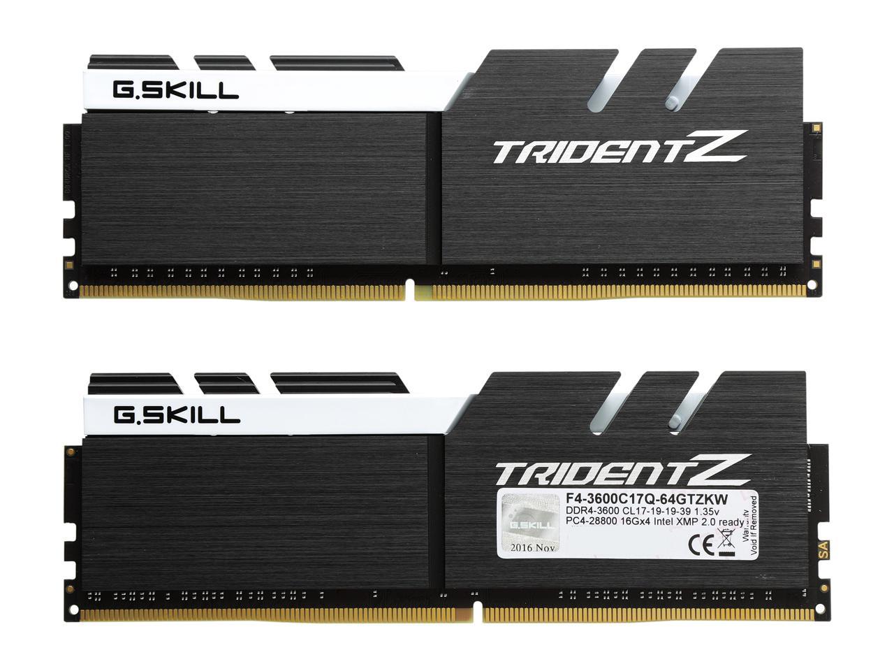 G.SKILL TridentZ Series 64GB (4 x 16GB) 288-Pin DDR4 SDRAM DDR4 3600 (PC4 28800) Intel Z370 / X299 Desktop Memory Model F4-3600C17Q-64GTZKW